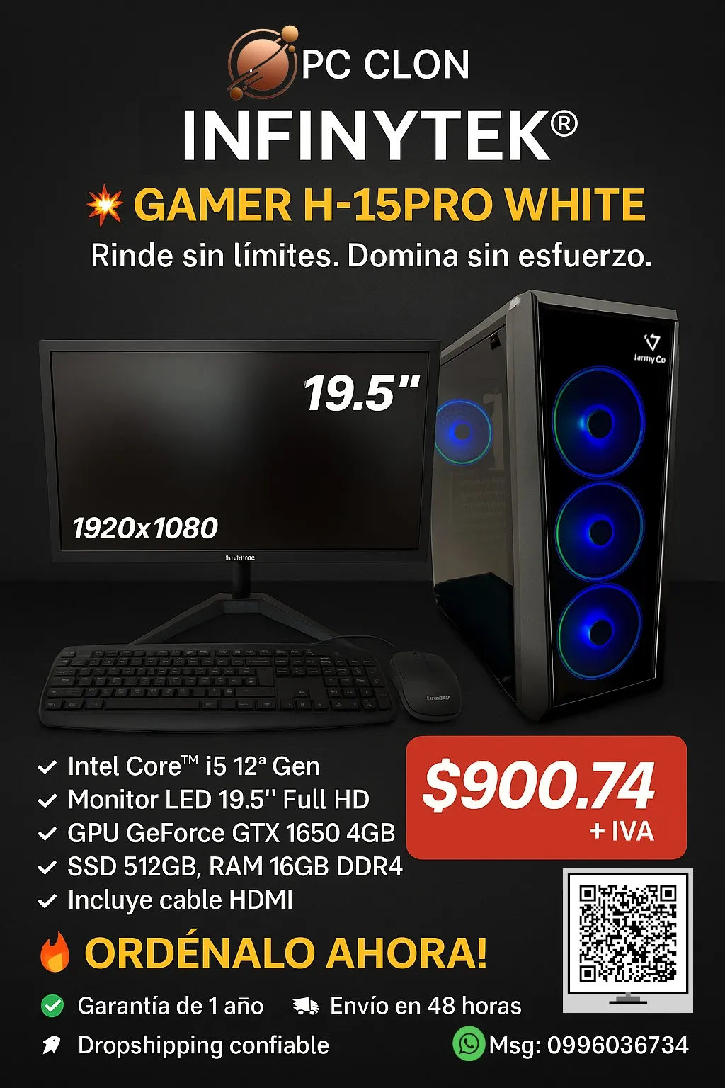 PC CLON INFINYTEK GAMER H‑15PRO WHITE