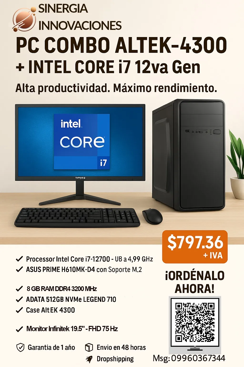 PC COMBO ALTEK-4300 + INTEL CORE i7 12va Gen